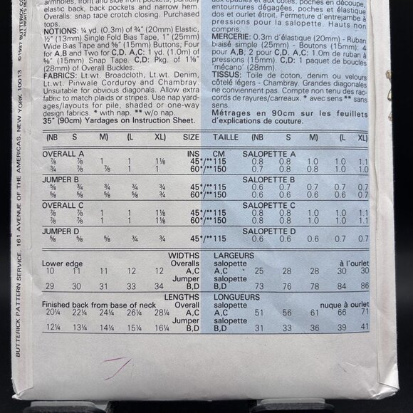 Butterick Classics 5913 “Infants Overalls & Jumper”(L-XL)Sewing Pattern Uncut FF - Picture 4 of 5